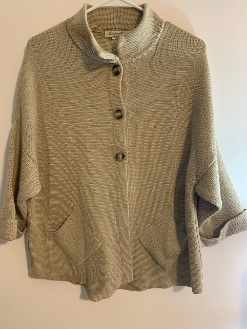 Cozychic Relaxed Button-Front Beige Cardigan